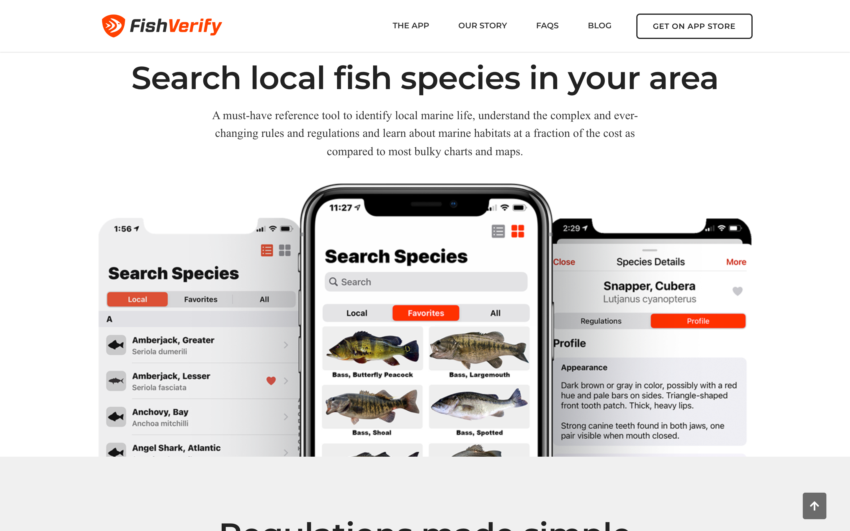 FishVerify app screens for species search and profiles