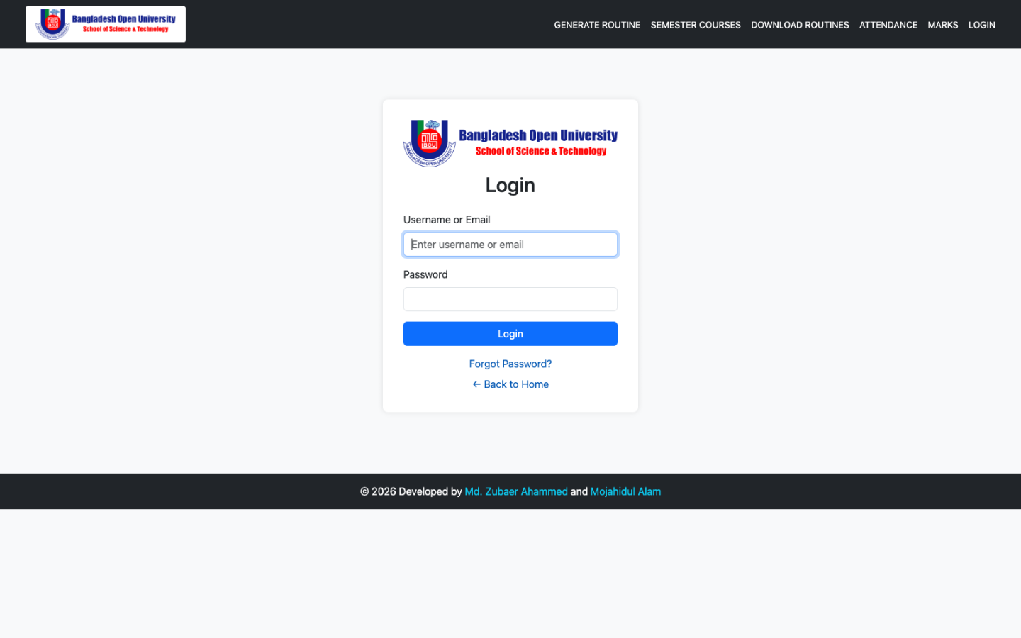 BOU SST Academic Portal