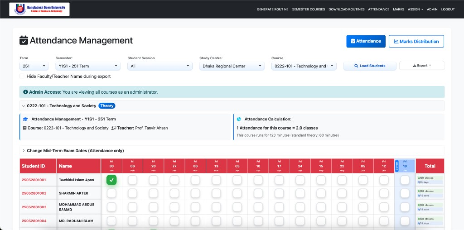 BOU SST Academic Portal